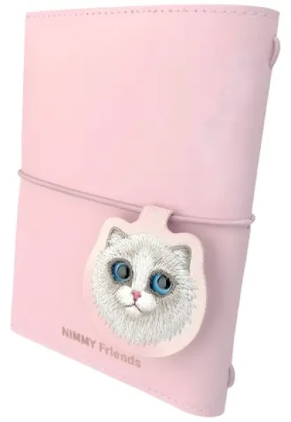 Nimmy Big-Eye Cute Pets 2.0 Cat růžová / Zápisník s propiskou / eko kůže / gumička a magnetická záložka (N-XDY-SZB-07D-D)