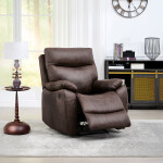 TV a relaxační křeslo s elektrickým ovládáním, potah hnědá látka v dekoru vintage, 1 motor 240V