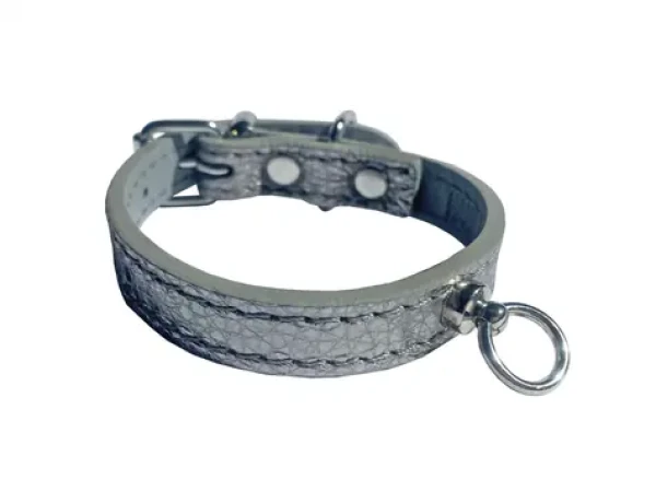 Huhubamboo Metal obojek titanový XS / Obojek pro psy / Pro chrty / 14 mm x 16-22 cm / Hovězí kůže (355434)