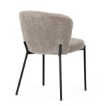 Židle jídelní, lanýžová látka, černé kovové nohy.