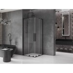 MEXEN/S - Velar L Duo sprchový kout, posuvné dveře 100 x 100, transparent, černá 871-100-100-02-03-70