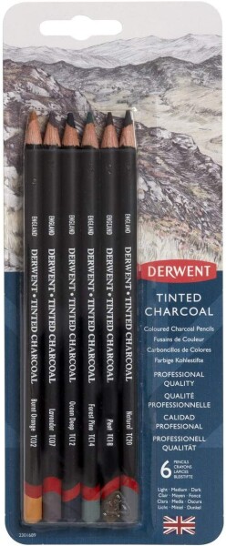 Derwent Tinted Charcoal sada 6 barev