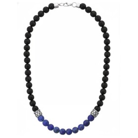 Pánský korálkový náhrdelník Marco - 8 mm lávový kámen, lapis lazuli, 45 cm Modrá