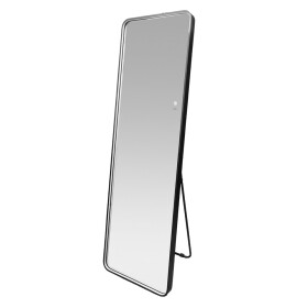 Mereo Zrcadlo hranaté, 50x170 cm, LED osvětlení, závěsné i stojaté, černý rám CN188
