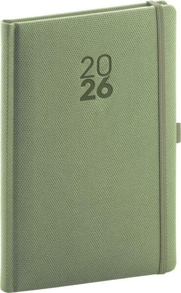 Týdenní diář 2026 NOTIQUE A5 - Diamante olivový, 15 x 21 cm