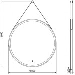 MEXEN - Reni zrcadlo s osvětlením,s 80 cm, LED 6000K, černý rám 9812-080-080-611-70