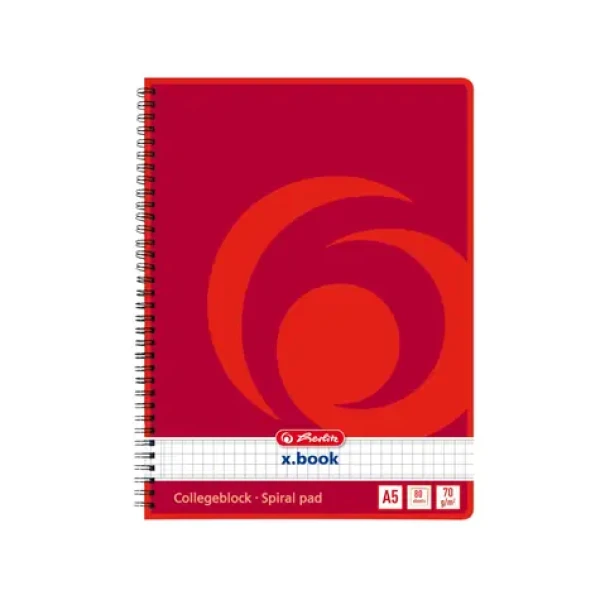 Herlitz Poznámkový blok A5 / čtverečkovaný / červený / 80 listů (297531)