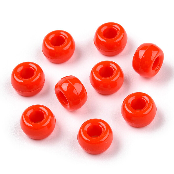 Akrylové korálky - pony beads - červené - 6 x 9 mm - 10 ks