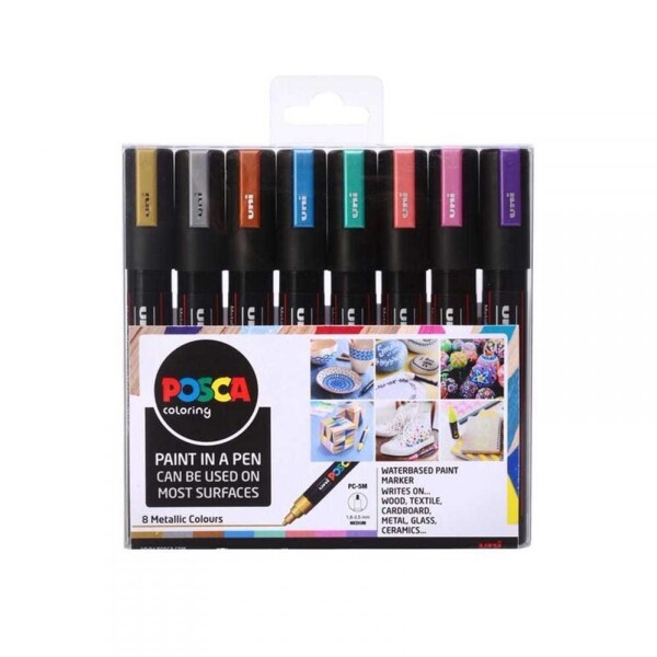 Uni-ball Uni-ball, 153544855, Posca, akrylové popisovače, metalická sada, 8 ks