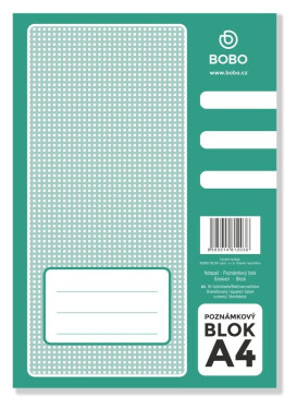 Poznámkový blok A4, čtvereček, 50 listů