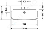 DURAVIT - Happy D.2 Umyvadlo 1000x505 mm, s 1 otvorem pro baterii, bílá 2318100027