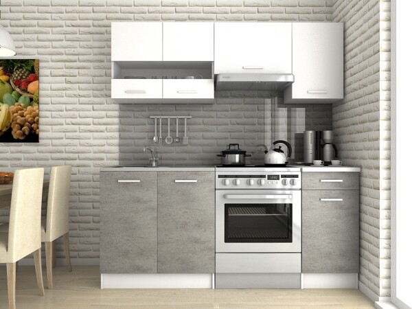 FRONTI Kuchyňská linka LUIZA III 180x120 - Bílá + beton