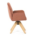 Židle jídelní s područkami, oranžová voděodpudivá látka, dubové nohy, otočná 360°