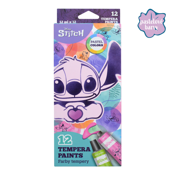 Colorino Colorino, R91965PTR, Lilo & Stitch, sada temperových barev, pastelové odstíny, 12 ks