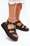 Dámské Sandály Na Platformě Se Zlatým Detalem Černé Fevire 40