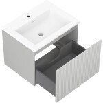 MEXEN/S - Rivel koupelnová skříňka 60 cm s umyvadlem Otis, 1 šuplík, reliéf , šedá mat/bílá mat 91A20-06047-1-BF62-W18M01