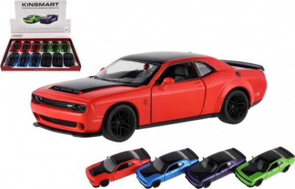 Auto Kinsmart 2023 Dodge Challenger SRT Demon 170 kov/plast 13cm 4barvy na zpětné nat. 12ks v boxu