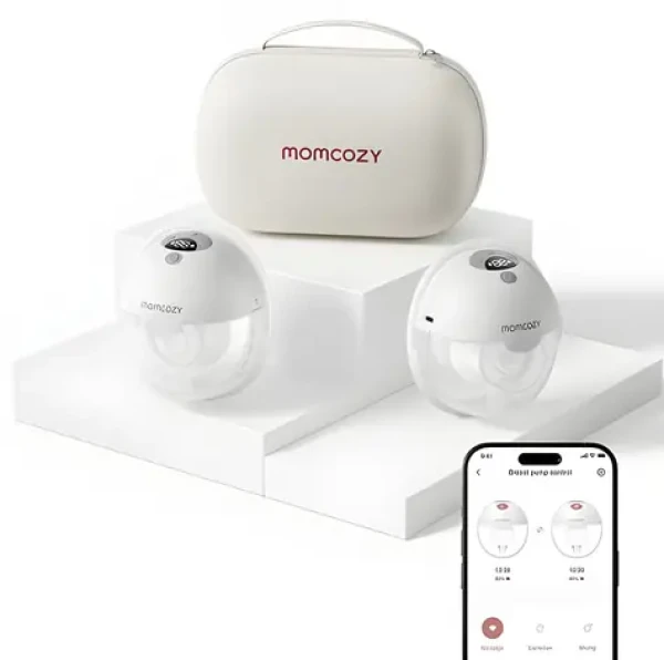 Momcozy M5 šedá / Odsávačka mateřského mléka / dvojitá / aplikace / 9 stupňů / USB-C (BP380-GR71000B00105-C)