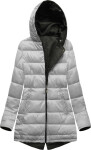 Army-šedá oboustranná dámská zimní bunda parka s kapucí (b2636) odstíny šedé XXL (44)