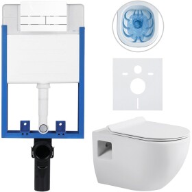 CERANO Kompletní WC set Profi/Dure - bílá lesklá - WC tlačítko Line/Bílá - pro zazdění - 51x35 cm