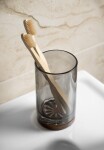 SAPHO - FIGO sklenka na postavení, kouřové sklo/dřevo 08398