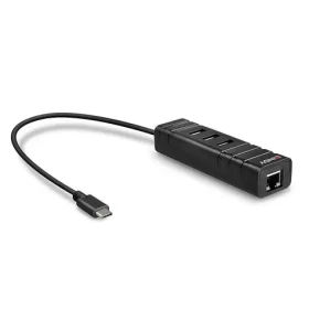 Lindy USB-C hub s Gigabit LAN černá / USB hub / USB 3.2 Gen 1 / 3x USB-A / RJ45 (43249)