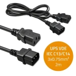 Napájecí kabel IEC C13-C14 2m / Napájecí kabel / 3x0,75 mm2 / čistá měď (54630)