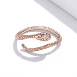 Stříbrný prsten Graceful Snake Rose Gold, stříbro 925/1000, had, nastavitelná Zlatá