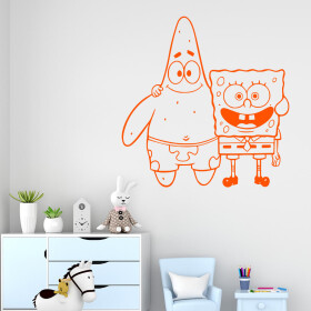 Samolepka SpongeBob a Patrick Barva: oranžová, Velikost: 80 x 81 cm