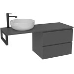 CERANO - Koupelnová skříňka Carole - antracitová + deska pod umyvadlo Navira Slim - 18 mm + konzole černá - 120x49,8x46 CER-215457