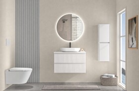 CERANO Koupelnová skříňka Carole - bílá matná rýhovaná + deska pod umyvadlo z lit. mramoru Elanys - 12 mm - bílá matná - 60x49,2x46 cm