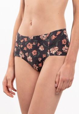 Kalhotky Lama Laser Cut L-POL 5027 MD-N Midi S-2XL black-flowers XXL