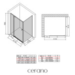 CERANO - Sprchový kout Santini L/P - 6 mm - černá matná, transparentní sklo - 110x80x195 - pivotový CER-428977