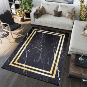 DumDekorace DumDekorace Tmavý designový koberec mramorovým vzorem zlatých detailů Šířka: cm Délka: cm