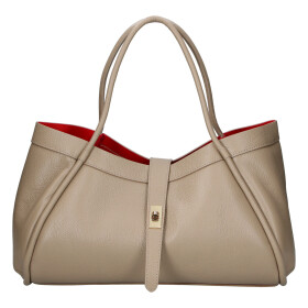 Luxusní kožená kabelka do ruky Valentina, tmavě béžová