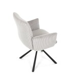 Židle jídelní, krémová manšestrová látka, 360° vratný mechanismus, černý kov
