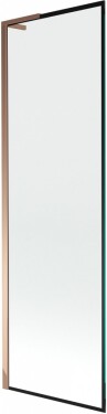 MEXEN/S - Next L vanová zástěna FIX 60 x 150, černá vzor, růžové zlato 895-060-000-03-70-60