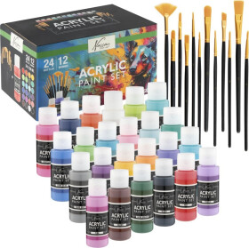 Sada malířských akrylových barev 24 ks + 12 štětců - Craft Creative