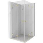 MEXEN/S - Lunar-F Duo sprchový kout skládací dveře 85 x 85, transparent, zlato kartáčovaná 836-085L-085P-55-00