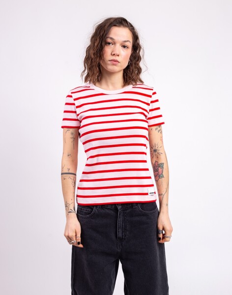 Tričko Armedangels Kardaa Stripes 3491 pink mist-mars red