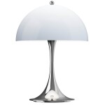 Louis Poulsen Přenosná lampa Panthella 250 Opal Bluegrey / Chrome, modrá barva, plast