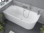 MEXEN/S - Mia volně stojící rohová vana levá 180 x 80, bílá, sifon a přepad nikl kartáčovaná 52691808000L-97