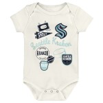 Outerstuff Dětské body Seattle Kraken NHL Littlest Player 3Pk Creeper Se Velikost: Batole 18 měsíců