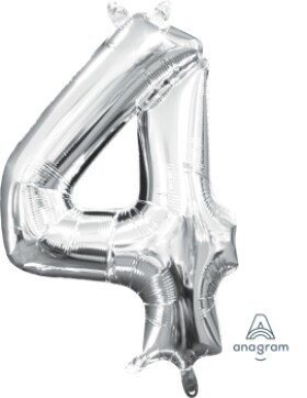 Amscan Balónek foliový narozeniny číslo 4 stříbrný 35 cm Amscan Balónek foliový narozeniny číslo 4 stříbrný 35 cm