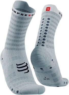 Běžecké ponožky Compressport Pro Racing Socks v4.0 Ultralight Run High - White/Alloy Velikost: T1