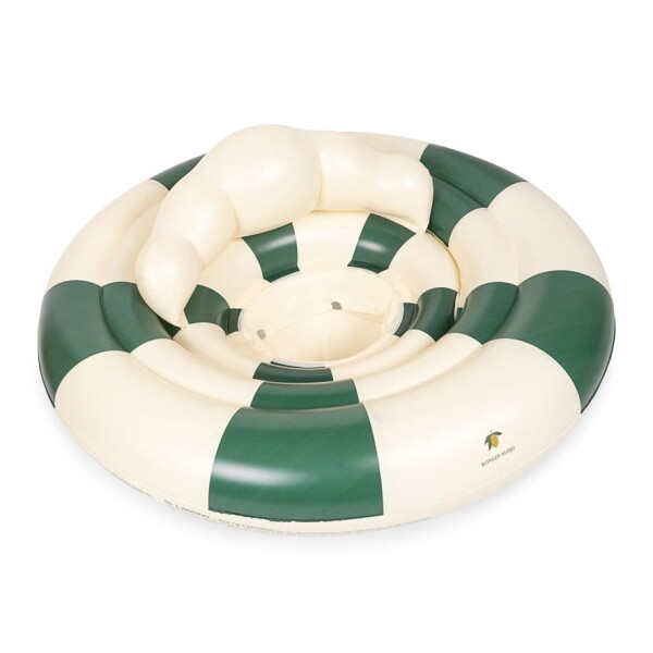 Konges Sløjd Plavecký kruh se sedátkem pro batolata Green Stripe, zelená barva, plast