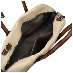 Módní dámská koženková kabelka do ruky Leora, krémová-hnědá