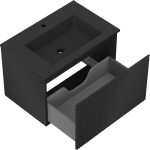 MEXEN/S - Rivel koupelnová skříňka 70 cm s umyvadlem Otis, 1 šuplík, reliéf , černá mat 91A20-07047-1-BF71-W18M71
