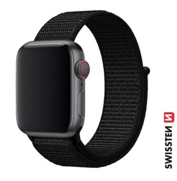 SWISSTEN Nylonový řemínek pro Apple Watch 42/44/45/49mm černá (46000712)