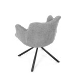 Židle jídelní, šedá látka, černý kov, otočný vratný mechanismus 90°/90° (L/P) - funkce reset